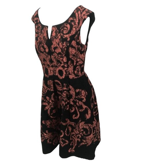 Yoana Baraschi Lace Applique Sleeveless Notch Neck Cocktail Dress Size 4 Party - Picture 7 of 14